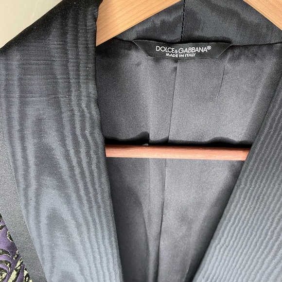 Dolce & Gabbana Black Gold Purple Baroque Silk Jacquard Jacket Blazer medium - Picture 6 of 8